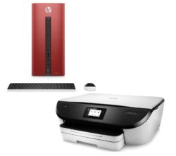 HP Pavilion 550-102na Desktop PC & ENVY 5546 All-in-One Printer Bundle - Red
